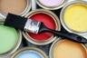 brush with coloured paints