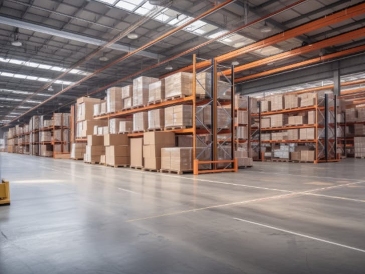 Storage racking in a warehouse